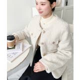 金ボタンノーカラージャケット フェイクリングウール | moment+ | 詳細画像15 