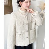 金ボタンノーカラージャケット フェイクリングウール | moment+ | 詳細画像16 