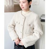 金ボタンノーカラージャケット フェイクリングウール | moment+ | 詳細画像17 