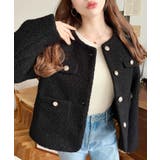 金ボタンノーカラージャケット フェイクリングウール | moment+ | 詳細画像18 