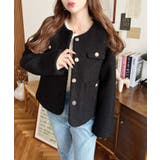 金ボタンノーカラージャケット フェイクリングウール | moment+ | 詳細画像19 