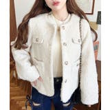 金ボタンノーカラージャケット フェイクリングウール | moment+ | 詳細画像2 