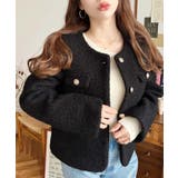 金ボタンノーカラージャケット フェイクリングウール | moment+ | 詳細画像20 