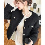 金ボタンノーカラージャケット フェイクリングウール | moment+ | 詳細画像22 