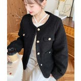 金ボタンノーカラージャケット フェイクリングウール | moment+ | 詳細画像23 