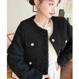 金ボタンノーカラージャケット フェイクリングウール | moment+ | 詳細画像24 