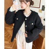 金ボタンノーカラージャケット フェイクリングウール | moment+ | 詳細画像26 