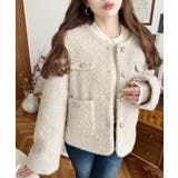 金ボタンノーカラージャケット フェイクリングウール | moment+ | 詳細画像27 