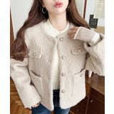 金ボタンノーカラージャケット フェイクリングウール | moment+ | 詳細画像28 