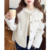 金ボタンノーカラージャケット フェイクリングウール | moment+ | 詳細画像3 