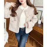 金ボタンノーカラージャケット フェイクリングウール | moment+ | 詳細画像30 