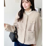 金ボタンノーカラージャケット フェイクリングウール | moment+ | 詳細画像31 