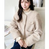 金ボタンノーカラージャケット フェイクリングウール | moment+ | 詳細画像32 