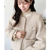 金ボタンノーカラージャケット フェイクリングウール | moment+ | 詳細画像33 