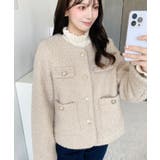 金ボタンノーカラージャケット フェイクリングウール | moment+ | 詳細画像35 