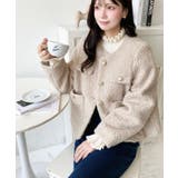 金ボタンノーカラージャケット フェイクリングウール | moment+ | 詳細画像36 