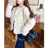 金ボタンノーカラージャケット フェイクリングウール | moment+ | 詳細画像4 