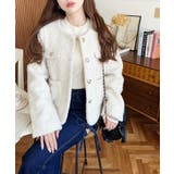 金ボタンノーカラージャケット フェイクリングウール | moment+ | 詳細画像5 