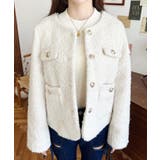 金ボタンノーカラージャケット フェイクリングウール | moment+ | 詳細画像6 