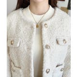 金ボタンノーカラージャケット フェイクリングウール | moment+ | 詳細画像7 