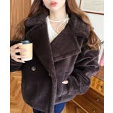 ブラウン　 | ショート丈テディベアボアPコートジャケット | moment+