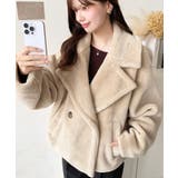 ベージュ | ショート丈テディベアボアPコートジャケット | moment+