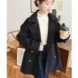 フェイクウールシャギーチェック＆ニットモッサ無地オーバーサイズミドル丈Pコートジ… | moment+ | 詳細画像11 