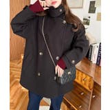 フェイクウールシャギーチェック＆ニットモッサ無地オーバーサイズミドル丈Pコートジ… | moment+ | 詳細画像12 