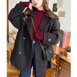 フェイクウールシャギーチェック＆ニットモッサ無地オーバーサイズミドル丈Pコートジ… | moment+ | 詳細画像14 