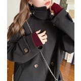 フェイクウールシャギーチェック＆ニットモッサ無地オーバーサイズミドル丈Pコートジ… | moment+ | 詳細画像15 