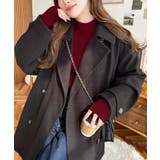 フェイクウールシャギーチェック＆ニットモッサ無地オーバーサイズミドル丈Pコートジ… | moment+ | 詳細画像17 