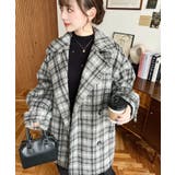 フェイクウールシャギーチェック＆ニットモッサ無地オーバーサイズミドル丈Pコートジ… | moment+ | 詳細画像19 