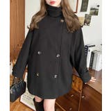 フェイクウールシャギーチェック＆ニットモッサ無地オーバーサイズミドル丈Pコートジ… | moment+ | 詳細画像2 