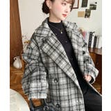 フェイクウールシャギーチェック＆ニットモッサ無地オーバーサイズミドル丈Pコートジ… | moment+ | 詳細画像20 