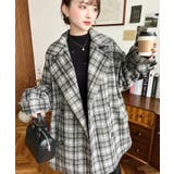 フェイクウールシャギーチェック＆ニットモッサ無地オーバーサイズミドル丈Pコートジ… | moment+ | 詳細画像21 