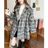 フェイクウールシャギーチェック＆ニットモッサ無地オーバーサイズミドル丈Pコートジ… | moment+ | 詳細画像24 