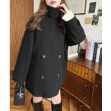 フェイクウールシャギーチェック＆ニットモッサ無地オーバーサイズミドル丈Pコートジ… | moment+ | 詳細画像4 