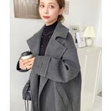 フェイクウールシャギーチェック＆ニットモッサ無地オーバーサイズミドル丈Pコートジ… | moment+ | 詳細画像40 