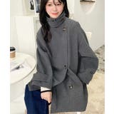 フェイクウールシャギーチェック＆ニットモッサ無地オーバーサイズミドル丈Pコートジ… | moment+ | 詳細画像43 