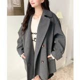 フェイクウールシャギーチェック＆ニットモッサ無地オーバーサイズミドル丈Pコートジ… | moment+ | 詳細画像47 