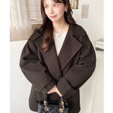 フェイクウールシャギーチェック＆ニットモッサ無地オーバーサイズミドル丈Pコートジ… | moment+ | 詳細画像56 