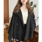 フェイクウールシャギーチェック＆ニットモッサ無地オーバーサイズミドル丈Pコートジ… | moment+ | 詳細画像6 