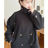 フェイクウールシャギーチェック＆ニットモッサ無地オーバーサイズミドル丈Pコートジ… | moment+ | 詳細画像7 