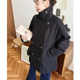 フェイクウールシャギーチェック＆ニットモッサ無地オーバーサイズミドル丈Pコートジ… | moment+ | 詳細画像8 