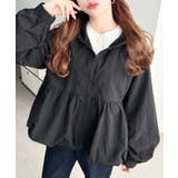 ブラック | ナイロンワッシャーバルーンペプラムショートマンパー | moment+