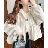 アイボリー | ナイロンワッシャーバルーンペプラムショートマンパー | moment+