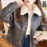 ファーティペット付きフェイクレザーブルゾン | moment+ | 詳細画像1 