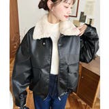 ファーティペット付きフェイクレザーブルゾン | moment+ | 詳細画像3 