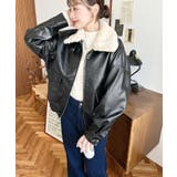 ファーティペット付きフェイクレザーブルゾン | moment+ | 詳細画像5 