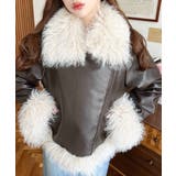 フェイクレザー×シープファームートン風ライダースジャケットブルゾン | moment+ | 詳細画像15 